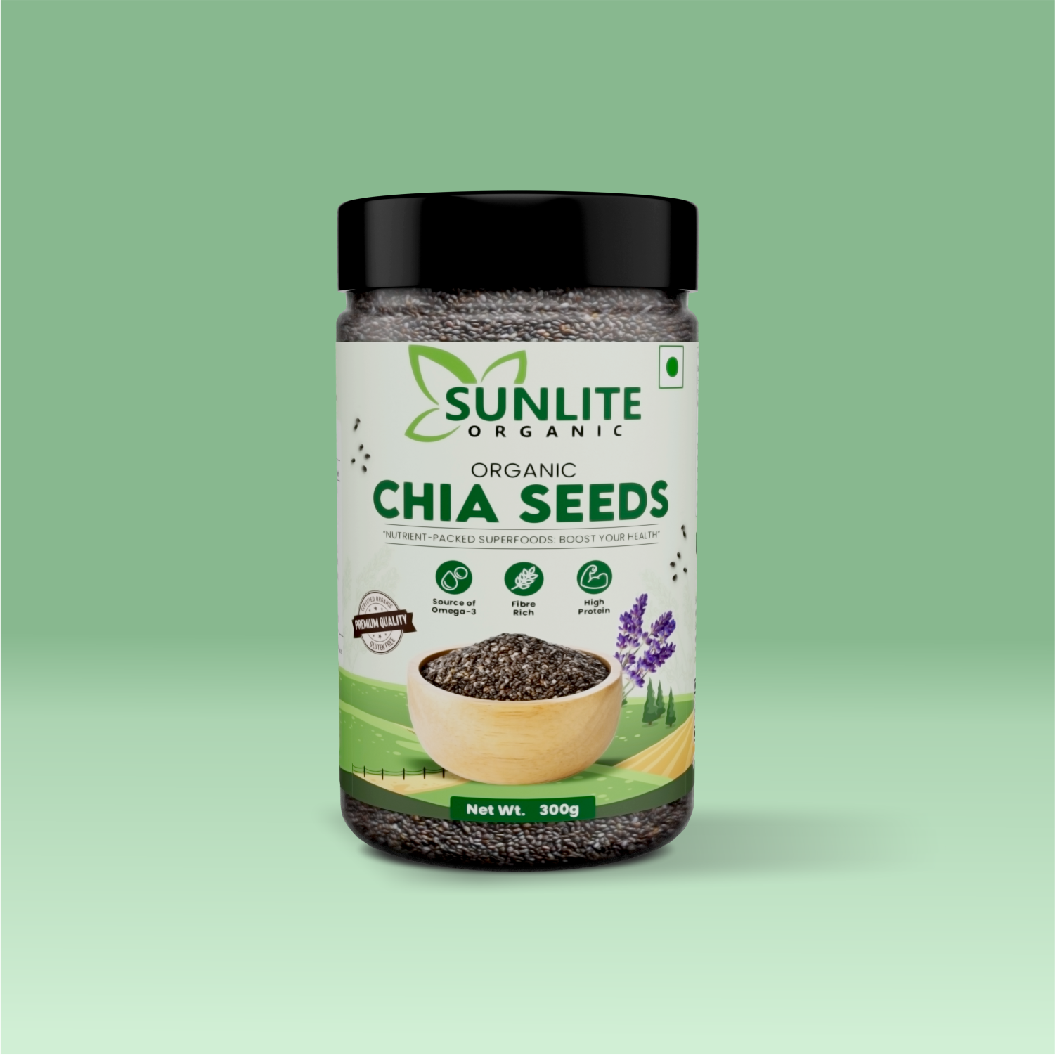 Sunlite Organic - Raw Organic Chia Seed 300gm I Certified Organic Unro